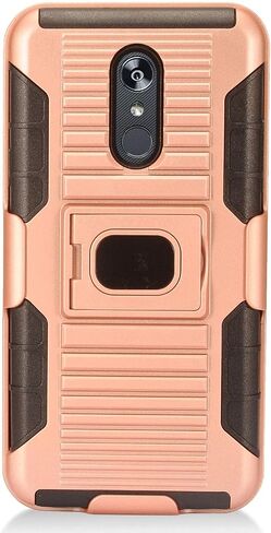 Z-GEN - for LG Stylo 5 (2019), Stylo 5X, Stylo5+ Plus, LM-Q720, LM-L722DL - Defender Hybrid Phone Case w/Stand/Belt Clip Holster - ST5 Black/Rose Gold in Kuwait