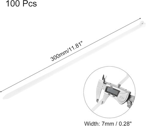 MECCANIXITY Cable Zip Ties 5/16 Inch, 100 Pcs 16 Inch Metal Tooth Self-locking Wire Ties for Cord Management Indoor Outdoor, Tensile Strength 100 lbs, Black in Kuwait