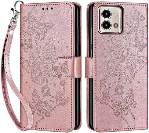 for Motorola Moto G Stylus 5G 2023 Wallet case, Flip Folio Cover with Stand Feature for Women Men, PU Leather Phone Case Fit for Motorola Moto G Stylus 5G 2023 [Rose Gold-Butterfly] in Saudi Arabia