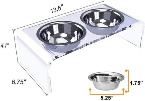 Acrylic Elevated Bowls Pet Feeder, Elevated Dog Bowls, Dog Feeder Station for Small and Medium Dogs (1 Stand + 2 Bowls) in Saudi Arabia