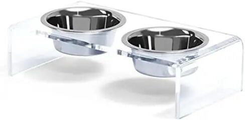 Acrylic Elevated Bowls Pet Feeder, Elevated Dog Bowls, Dog Feeder Station for Small and Medium Dogs (1 Stand + 2 Bowls) in Saudi Arabia