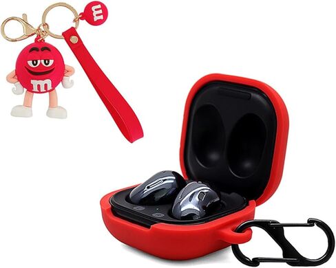 حافظة لطيفة لسماعات الرأس لهاتف Samsung Galaxy Buds FE(2023)/Buds 2 Pro(2022)/Buds 2(2022)/Buds pro(2021)/Buds Live(2020)، غطاء وسائد أذن من السيليكون مع قلادة مطابقة (أحمر) in Kuwait