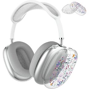 Cover for AirPods Max Headphones, Cute Soft TPU for AirPods Max Case, Transparent Cover for Airpods Max, Protective Case for AirPods Max, Purple Flower