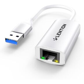 LENTION USB 3.0 Type A to Gigabit Ethernet Adapter, RJ45 Wired LAN Network Converter Compatible with Nintendo Switch, MacBook Pro/Air, Surface, Chromebook, Windows Laptops,More (HU604, Silver)