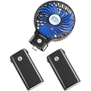 HandFan 10400mAh Handheld Fan With Double Portable Charger, Rechargeable Personal Hand Fan, Foldable Mini Electric Fan, Battery Operated Cooling Fan for Travel Beach Outdoors Indoors(Clear Blade)