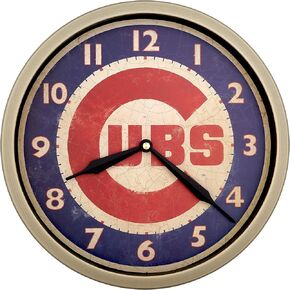 JUSTIME 12 Inch Vintage Brushed Design Baseball Wall Clock, Silent Non Ticking Quiet Sweep Movement, Home Decor. (WM12-CUB-RC Retro Copper)