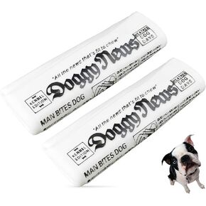GabeFish 2PCS Funny Dog Chew Toys, Newspaper Dog Toy, 6.2 x 2.1-in (16 x 6.5 cm), Durable Squeak Toy for Dogs