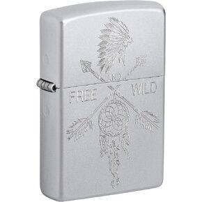 Zippo Lighter: Native American Symbols, Engraved - Satin Chrome 81459