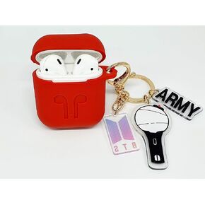 Case for Airpods Kpop Bangtan Boys Army Bomb Keychain for BT-S Protective Premium Silicone Cover Compatible with Apple Airpods (Black)