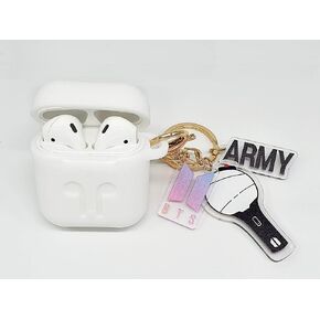 Case for Airpods Kpop Bangtan Boys Army Bomb Keychain for BT-S Protective Premium Silicone Cover Compatible with Apple Airpods (Black)