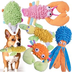 5 Pack Dog Squeaky Toys Bulk Set,Puppy Teething Chew Pet Dog Toy for Medium Large Dogs,Soft Plush Stuffed Crinkle Sound Interactive Fun Dog Toys for Puppy