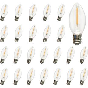 Abeja 25 Pack Multicolor C9 LED Christmas Light Bulbs, C9 LED Replacement Bulbs Fits E17Intermediate Base, 0.6 Watts LED Bulb for Christmas Lights Outdoor Indoor Party Backyard Christmas Decor