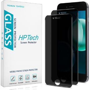 HPTech (2 Pack) Privacy Screen Protector Designed for iPhone SE 3, SE 2022, iPhone SE 2, SE 2020 4.7-inch Anti-Spy Tempered Glass, Anti Scratch, Bubble Free