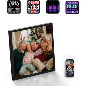 عرض إطارات الصور الرقمية Divoom Pixoo64 Smart Pixel - الطقس في الوقت الحقيقي، والساعة، وفن البكسل للعطلات لأي مناسبة، رمادي غامق in Kuwait