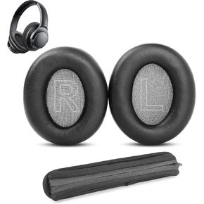 Prime Replacement Earpads+Headband Compatible with Anker Soundcore Life Ear Pads Q20 Q20BT Headphones Ear Pads Cushion(Protein Leather/Memory Foam)