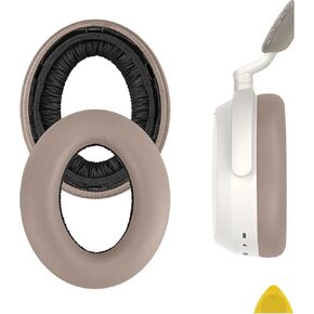 Geekria QuickFit Replacement Ear Pads for Sennheiser Momentum 4 Wireless Over-Ear Headphones Ear Cushions, Headset Earpads, Ear Cups Cover Repair Parts (Brown)