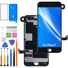 Screen Replacement for iPhone 8 LCD Display FHD Touchscreen Digitizer Frame Mounting with Earphone, Front Camera, Proximity Sensor,Waterproof Adhesive,Repair Kits (Black)