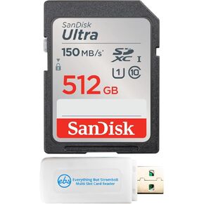 SanDisk 512GB Ultra SDXC UHS-I Memory Card Up to 150MB/s C10 U1 Full HD SD Card (SDSDUNC-512G-GN6IN) Bundle with (1) Everything But Stromboli MicroSDXC & SD Card Reader