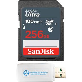 SanDisk 100MB/s SD Ultra 256GB Class 10 SDXC Memory Card SDSDUNR-256G-GN3IN - Bundle with 1 Everything But Stromboli Multi-Slot Memory Card Reader