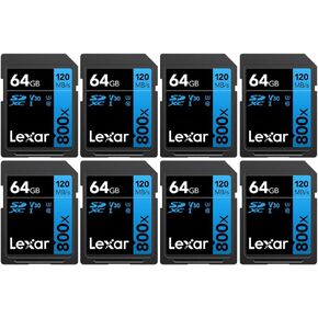 بطاقة ذاكرة Lexar LSD0800064G-B2NNU عالية الأداء 800x 64 جيجابايت SDXC UHS-I 8 عبوات in Kuwait