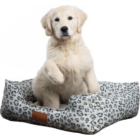 Jessica Simpson - Luxury Dog Bed - Comfortable Quilted Canvas Cuddler for Small to Medium Dogs - Machine Washable - Durable & Cute Sleep Space for Pets - Pamper Your Pet with Cozy Beds - Wilding Grey