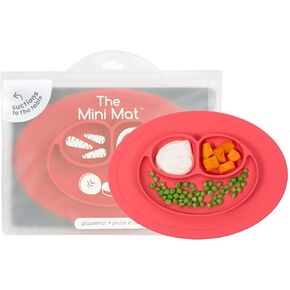 ezpz Happy Mat (Blush) New Version - 100% Silicone Suction Plate with Built-in Placemat for Toddlers + Preschoolers - Divided Plate - Dishwasher Safe - 24 Months+