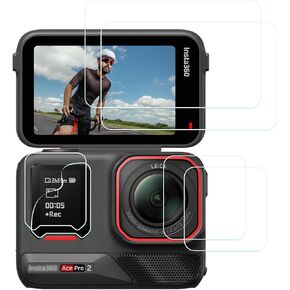 PCTC Screen Protector for Insta360 Ace Pro 2,Ace Pro 2 Lens Protector for Insta360 Ace Pro 2 Accessories, Screen Protector + Tempered Glass Lens Protector + Front screen (PET) Soft Film,0.3mm 9H Hardness Anti-Bubble [2 Sets]