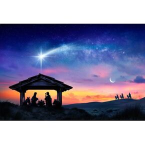 Christmas Nativity Backdrop 10x8ft Fabric Nativity Scene Backdrop School Nativity Play Decor Banner Holy Christmas Backdrop Jesus Christian Banner Birth of Jesus Backdrop Star of Bethlehem Backdrop