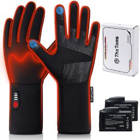 ThxToms Heated Glove Liners for Men Women, Rechargeable Battery Heated Gloves for Arthritis Hands with Touch Screen, Ultra Thin Soft Winter Gloves for Ski, Hiking Winter Sport