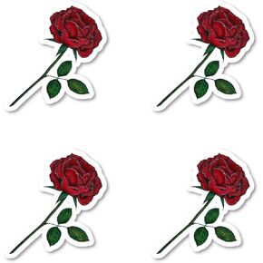 Red Rose Sticker Garden Stickers - 3 Pack - Set of 2.5, 3 and 4 Inch Vinyl Laptop Stickers - for Laptop, Phone, Water Bottle, Car & More Decal (3 Pack) S214414-3Pack