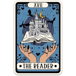 (3PCs) The Reader Sticker, Tarot Card Fantasy Romance Dragon Book Lovers Vinyl Waterproof Kindle Stickers for Laptop Water Bottle Phone, Reading Bookish Stickers for Reader Booktok (3 Inches)