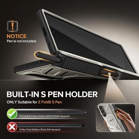 TONGATE Magnetic for Z Fold 6 Case with S Pen Holder & Stand, [Compatible with MagSafe] Heavy Duty Phone Case Built in Privacy Screen Protector & Belt Clip for Samsung Galaxy Z Fold 6 5g 2024, Black in Saudi Arabia