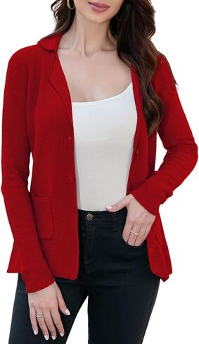 IDEALSANXUN Womens Knit Blazer Casual Lightweight Spring Fall Sweater Jackets Cardigan Coat in Kuwait
