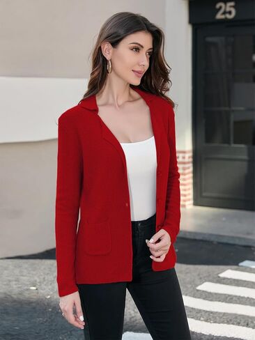 IDEALSANXUN Womens Knit Blazer Casual Lightweight Spring Fall Sweater Jackets Cardigan Coat in Kuwait