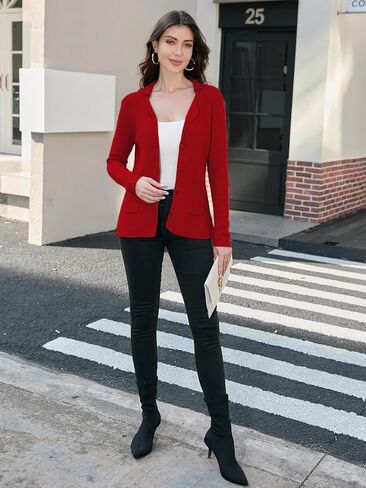 IDEALSANXUN Womens Knit Blazer Casual Lightweight Spring Fall Sweater Jackets Cardigan Coat in Kuwait