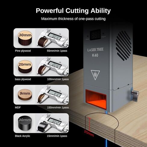 Laser Tree Laser Cutter Module, 60000mW(60W+) Output Power Laser Module, Switchable Diode Laser Module for Laser Engraver, Designed for Powerful Cutting, Higher Accuracy Laser Module with Air Assist in Saudi Arabia