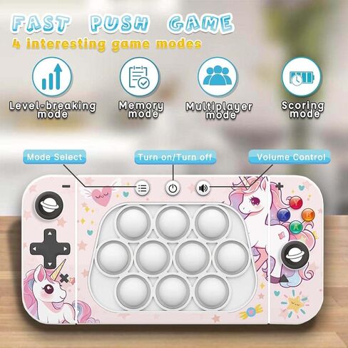 Quick Push Pop Game Fidget Toys for Kids Adults, 12 Game Modes Upgraded Light Up Fast Push Bubble Handheld Game, Stress Relief Toy Party Favors Toy, Christmas Birthday Gifts for 3-12 （Bear in Kuwait