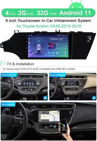 ASURE 9 بوصة Android Car Stereo Radio ترقية لتويوتا أفالون 2013-2018، 4Core 2G+32G Car Dash 1280x800 شاشة تعمل باللمس GPS رئيس وحدة الملاحة، مشغل فيديو الوسائط المتعددة مع Carplay اللاسلكي، Android Auto in Kuwait
