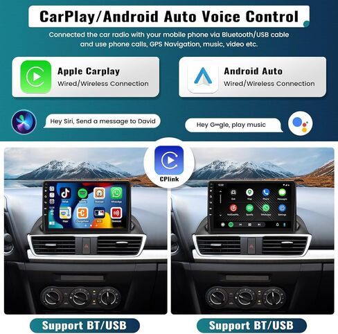 UNITOPSCI 2G+64G Android 13 Car Radio for Mazda 3 Axela 2014-2019 Wireless Apple CarPlay Android Auto GPS Navigation Bluetooth 9 Inch Touch Screen Mirror Link WiFi/FM/RDS/USB/SWC + Backup Camera Mic in Saudi Arabia