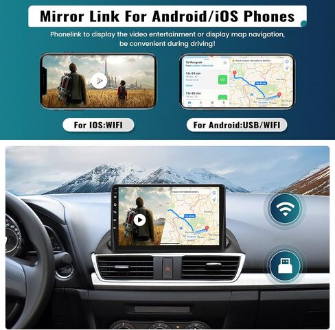 UNITOPSCI 2G+64G Android 13 Car Radio for Mazda 3 Axela 2014-2019 Wireless Apple CarPlay Android Auto GPS Navigation Bluetooth 9 Inch Touch Screen Mirror Link WiFi/FM/RDS/USB/SWC + Backup Camera Mic in Saudi Arabia