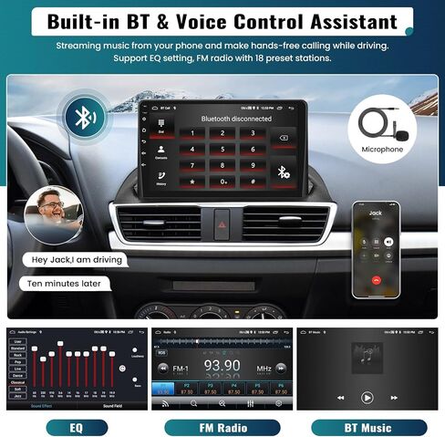 UNITOPSCI 2G+64G Android 13 Car Radio for Mazda 3 Axela 2014-2019 Wireless Apple CarPlay Android Auto GPS Navigation Bluetooth 9 Inch Touch Screen Mirror Link WiFi/FM/RDS/USB/SWC + Backup Camera Mic in Saudi Arabia
