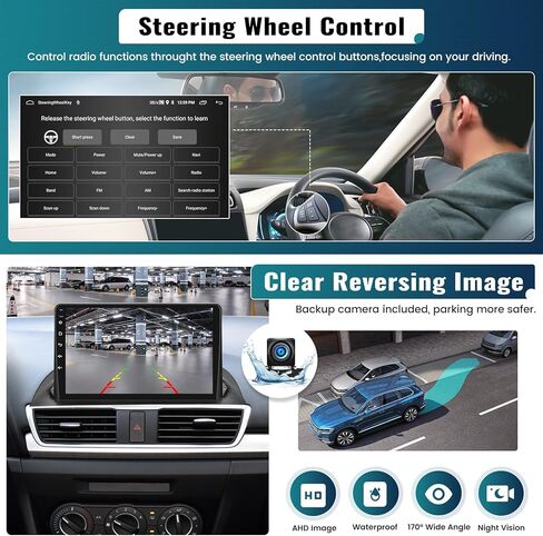 UNITOPSCI 2G+64G Android 13 Car Radio for Mazda 3 Axela 2014-2019 Wireless Apple CarPlay Android Auto GPS Navigation Bluetooth 9 Inch Touch Screen Mirror Link WiFi/FM/RDS/USB/SWC + Backup Camera Mic in Saudi Arabia