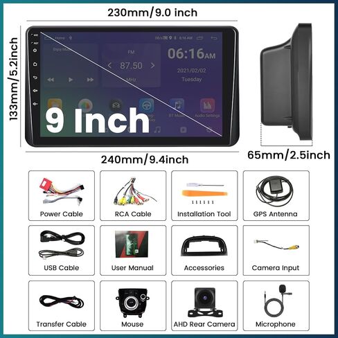 UNITOPSCI 2G+64G Android 13 Car Radio for Mazda 3 Axela 2014-2019 Wireless Apple CarPlay Android Auto GPS Navigation Bluetooth 9 Inch Touch Screen Mirror Link WiFi/FM/RDS/USB/SWC + Backup Camera Mic in Saudi Arabia