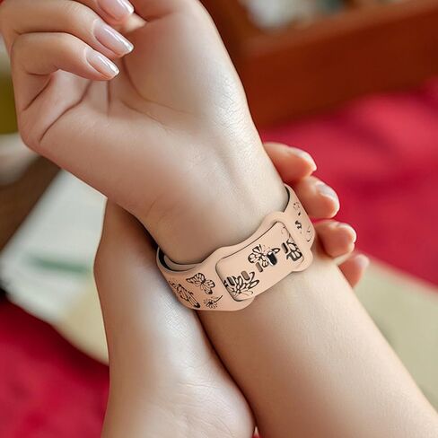 Cute Silicone Band for Apple Watch Bands Women 44mm 41mm 40mm 42mm 45mm 38mm 49mm Two-Tone Butterflies Floral Engraved iWatch Bands Women for Apple Watch SE Series 9 8 7 6 5 4 3 in Kuwait