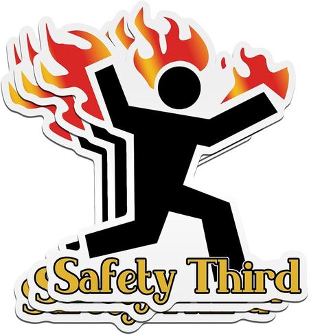 (3PCS) Safety Third Sticker Safety 3rd Funny Hard Hat Sticker Fire Warning Joke Gag Die-Cut Waterproof Vinyl Sticker for Helmet Hard Hat Water Bottle Tumbler Phone Case Laptop Cars (2 inches) in Kuwait