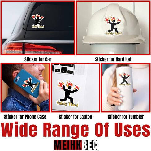(3PCS) Safety Third Sticker Safety 3rd Funny Hard Hat Sticker Fire Warning Joke Gag Die-Cut Waterproof Vinyl Sticker for Helmet Hard Hat Water Bottle Tumbler Phone Case Laptop Cars (2 inches) in Kuwait