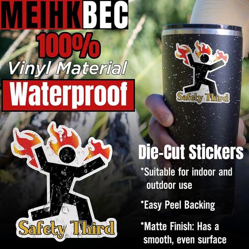 (3PCS) Safety Third Sticker Safety 3rd Funny Hard Hat Sticker Fire Warning Joke Gag Die-Cut Waterproof Vinyl Sticker for Helmet Hard Hat Water Bottle Tumbler Phone Case Laptop Cars (2 inches) in Kuwait
