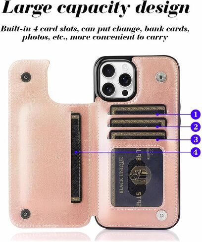 for iPhone 16 Pro Max Bling Wallet Case for Women with Credit Card Holders,PU Leather Flip Glitter Rhinestone Phone Case,Sparkle Luxury Fashion Shockproof Protective Cover in Saudi Arabia