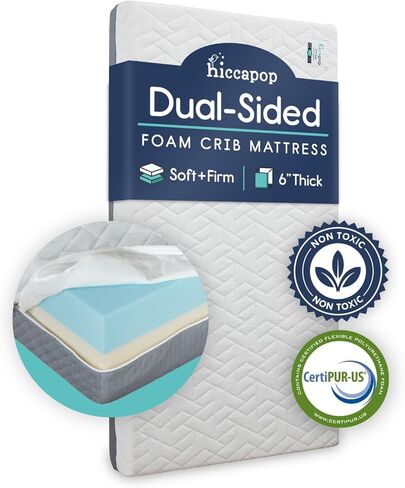 مرتبة سرير الأطفال hiccapop - مزدوجة الجوانب مع جانب ثابت للأطفال وجانب ناعم من الإسفنج الذكي للأطفال الصغار - مرتبة سرير أطفال من الإسفنج الذكي - مرتبة سرير للأطفال الصغار - مرتبة أطفال in Kuwait