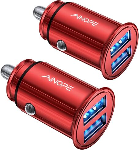 AINOPE 2 Pack Fast Mini Car Charger, 4.8A Metal Car Charger Adapter Flush Fit, Dual Port USB Car Charger Compatible with iPhone 14 13 12 Pro Max 8 Plus 7 6s, Samsung Galaxy S23/10/9/8/7, iPad Kindle in Saudi Arabia